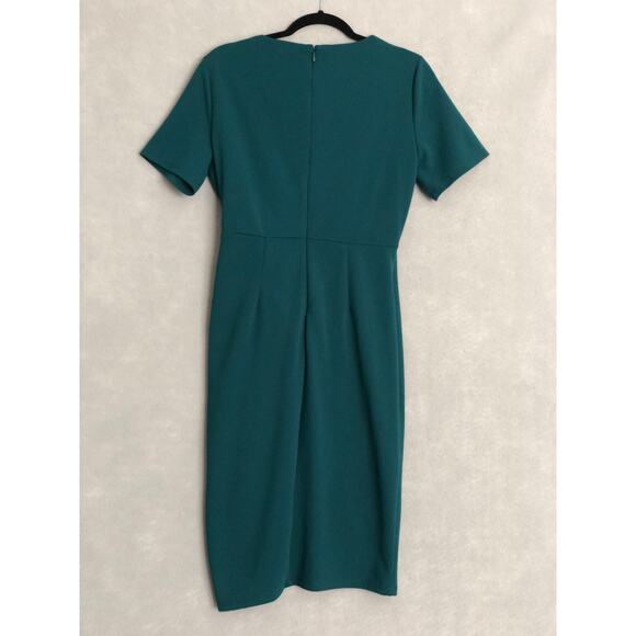Tahari ASL Women's Size 8 Faux Wrap V-Neck Dress in Green - Picture 4 of 6